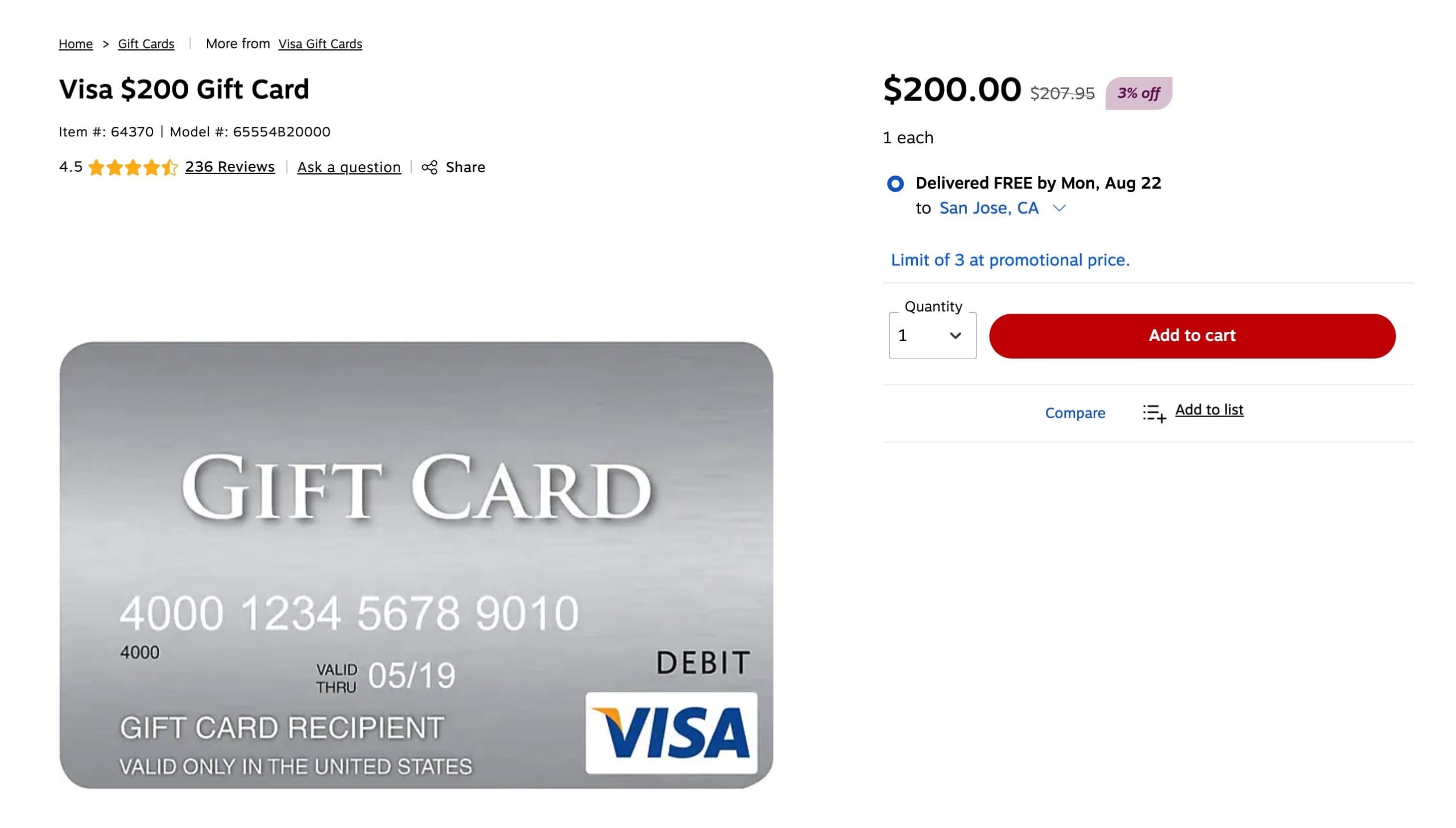 Staples 网上买 0 VGC 免手续费 + 免运费，每个账户最多买 3 张【仅限 08/10 一天】