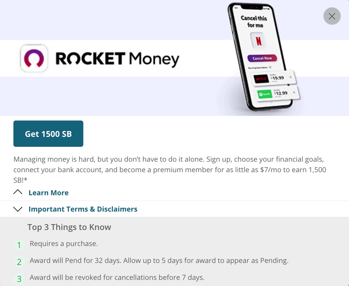 Swagbucks 倒赚：注册 Rocket Money 并连接任意银行账户可获得  奖励【01/05：又有了】