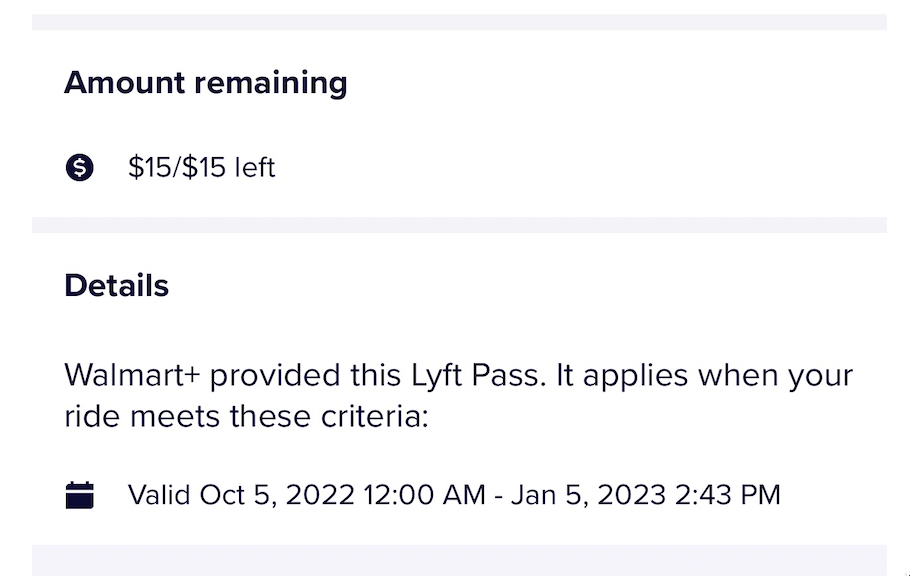 Walmart+ 会员免费领取  Lyft credit