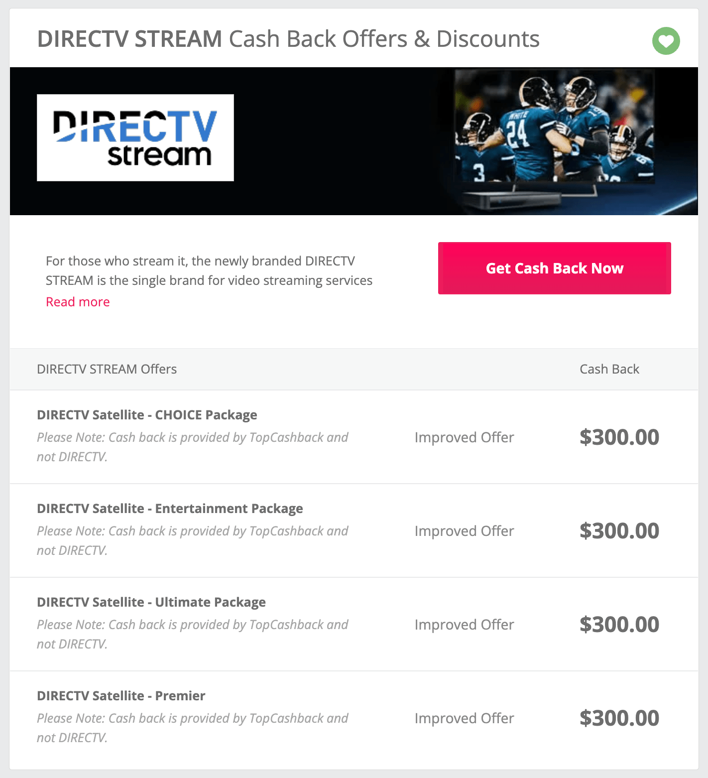 TopCashback 购买一个月 DirecTV Stream 返 0，可倒赚约 0【11/29 更新：又有了】