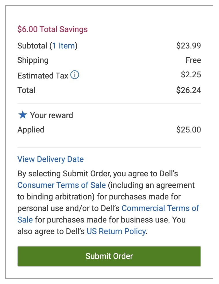 快，免费  Dell Reward Dollars，可在 Dell 直接消费