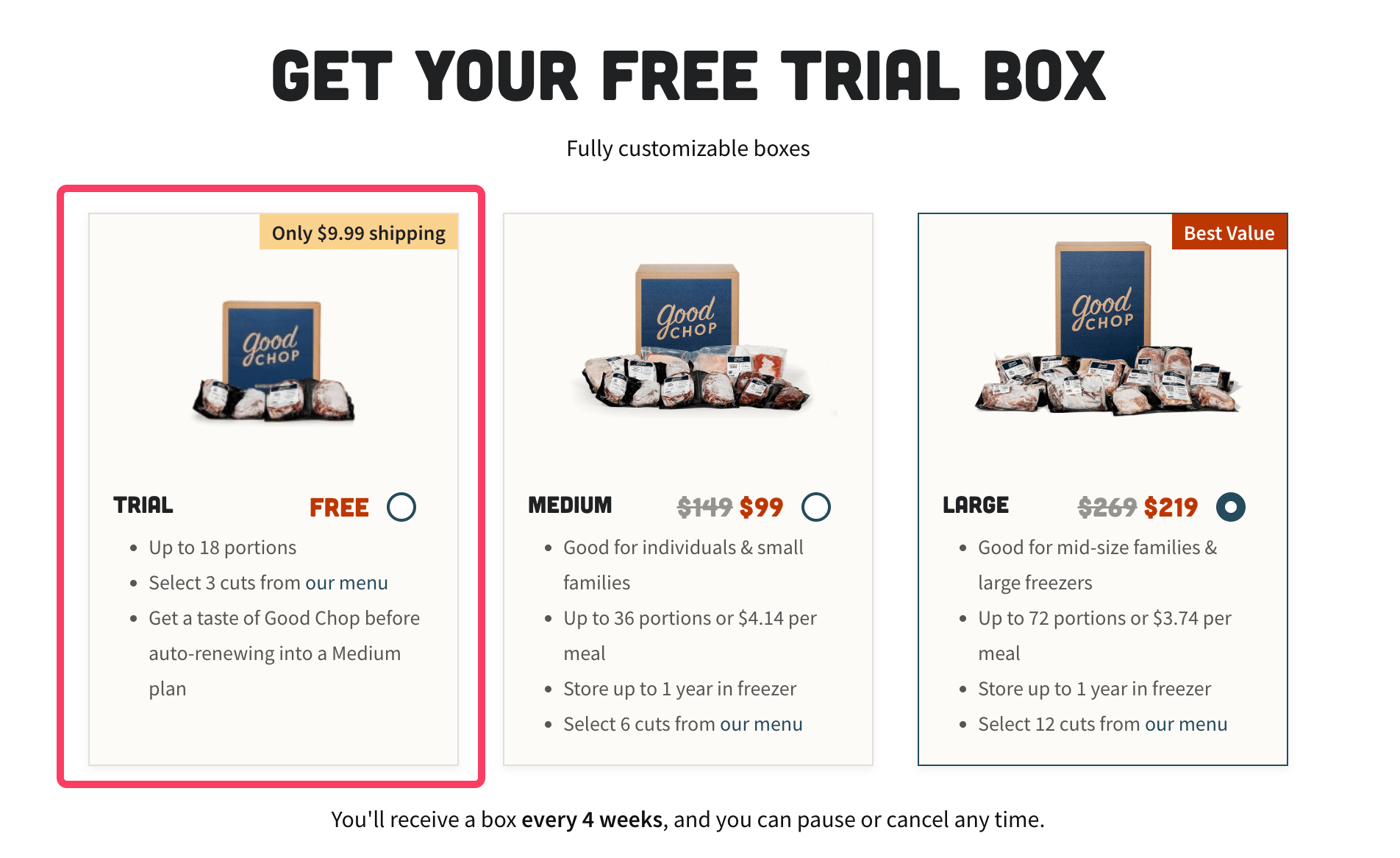 GoodChop 免费送一箱肉，可自选最多 18 块儿，仅需运费 .9【欢迎来分享自己的邀请链接】