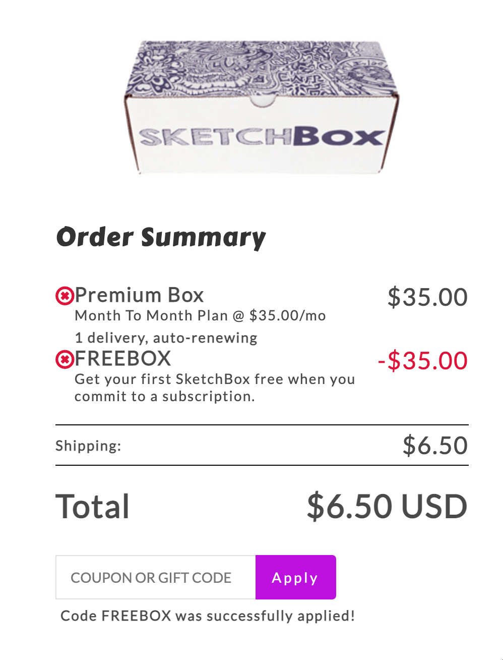 绘画手工盒子 SketchBox 第一盒免费领取,价值 ,仅需运费 .5