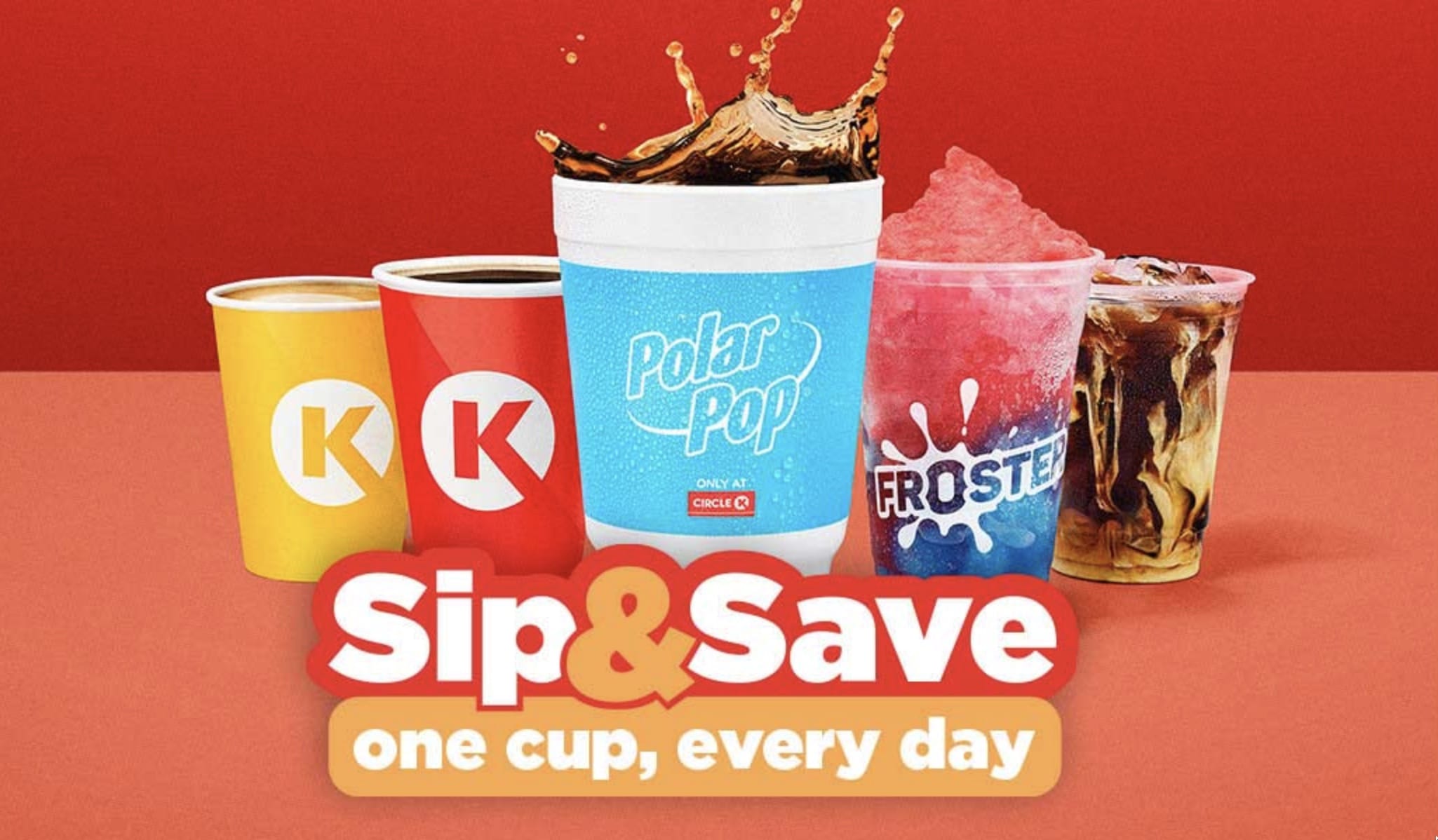 Circle K 便利店每天免费一杯饮料或咖啡，可免费领取一个月