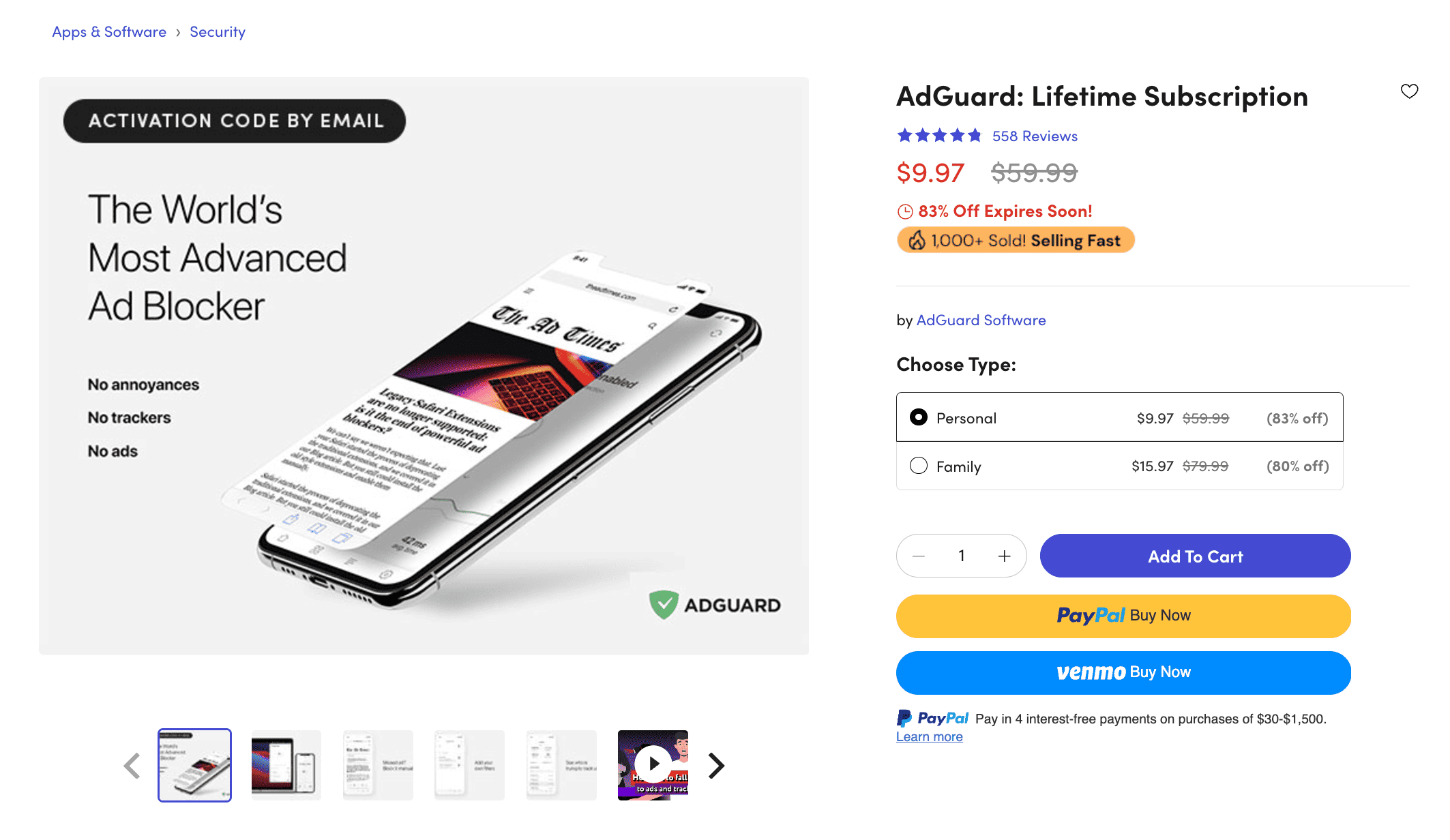 广告屏蔽插件 AdGuard 超值优惠：终身订阅仅需 .97/.97【12/2：Cyber Monday 史低价】