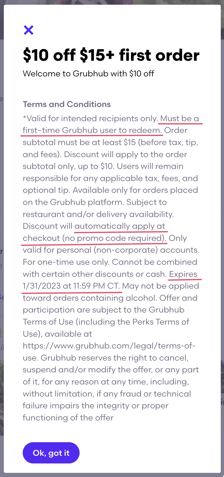 GrubHub 限时优惠：首单满  减 【10/29：满  减 】