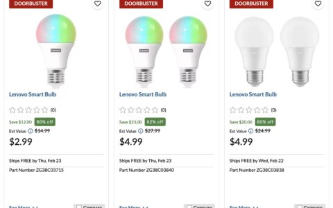 快！Lenovo 官网仅需 $0.47 买两个智能灯泡，原价 $27.99，手慢无