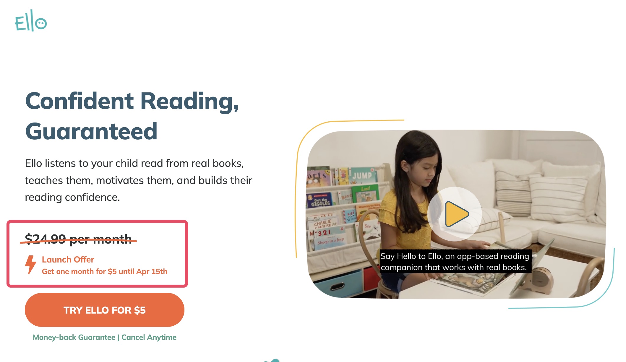 Ello 儿童图书订阅服务 + 智能教练，首月仅需  体验五本书【注册立减 】
