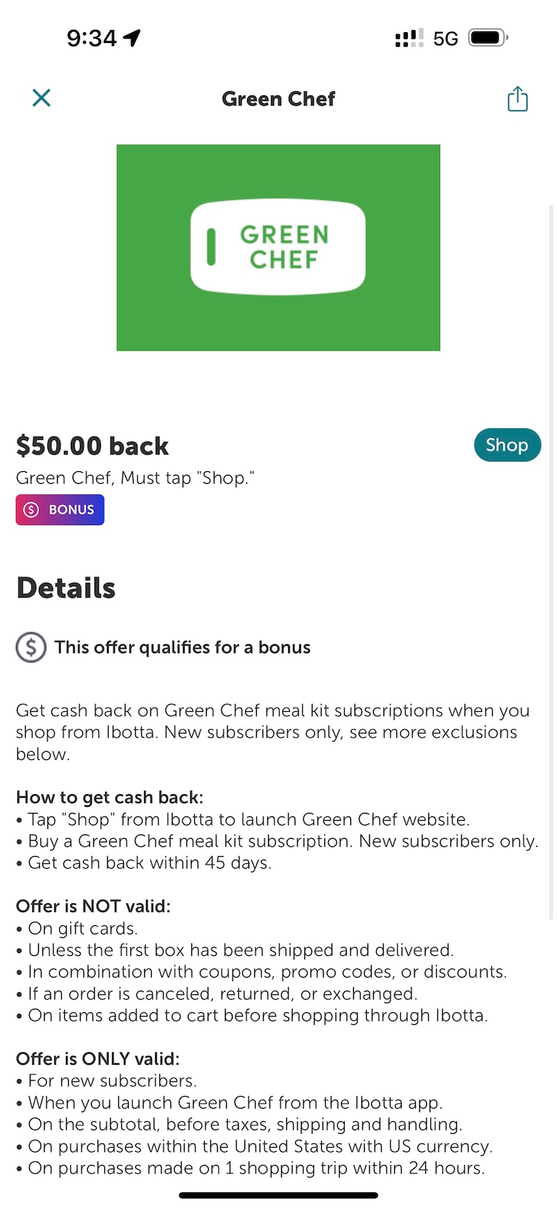 ibotta Flash Cash：Green Chef 返现 ，可倒赚  + 免费几餐饭【限 04/19 一天】