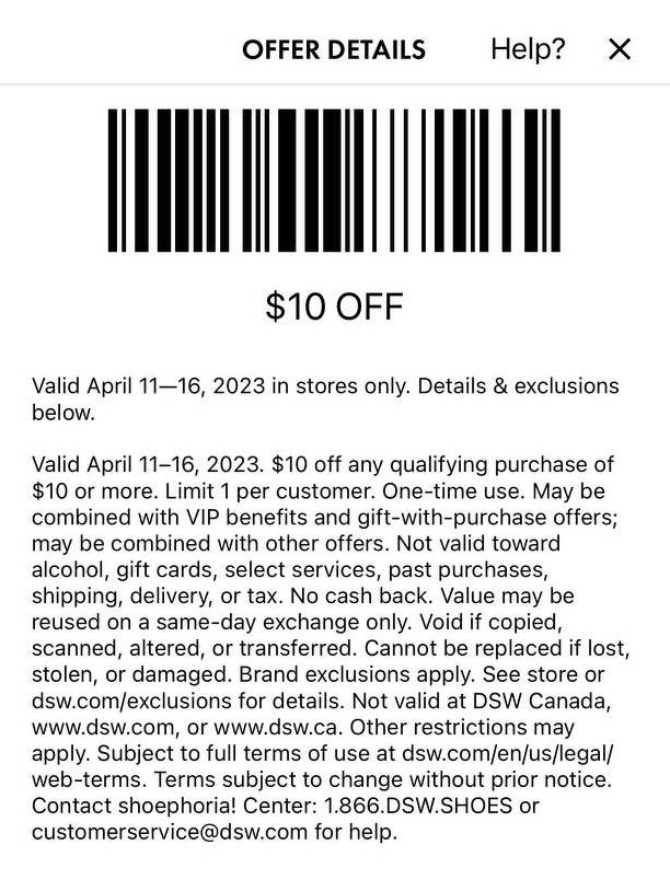 DSW 店内无门槛减  券，可多次使用【有效期 4/11 - 16】
