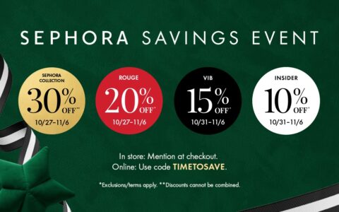 Sephora 省钱大促，全场最高 8 折！【附赠满 $20 减 $20 折扣，10/29：又有了】