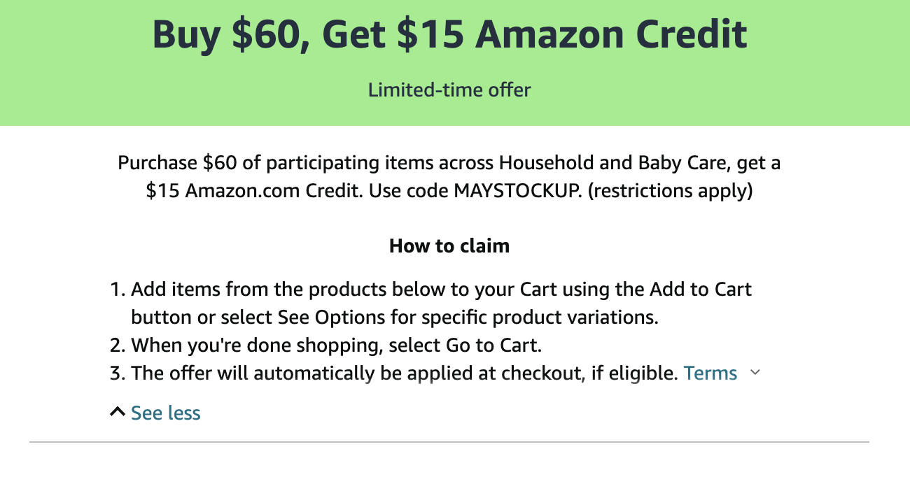 Amazon 家居、婴儿等消耗品买  返 