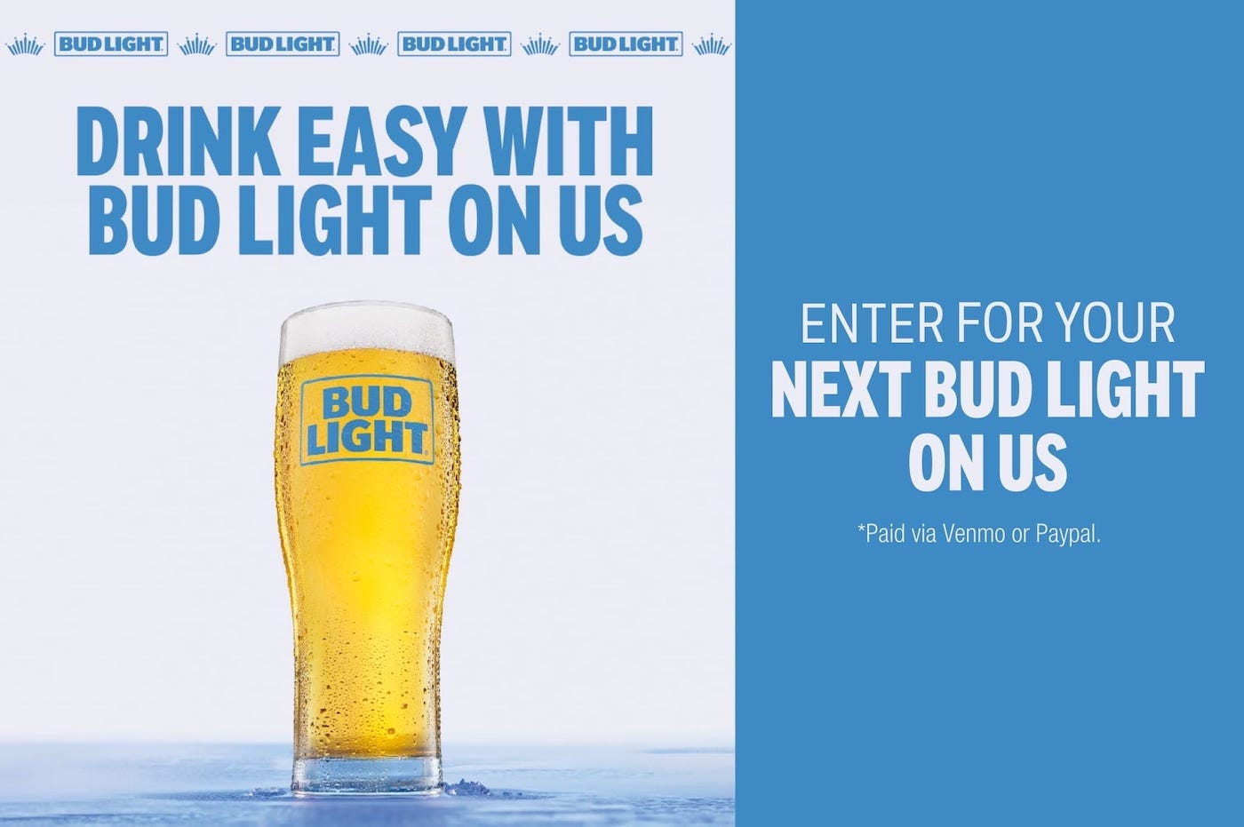 Bud Light 免费送 $5，通过 Venmo/PayPal 领取