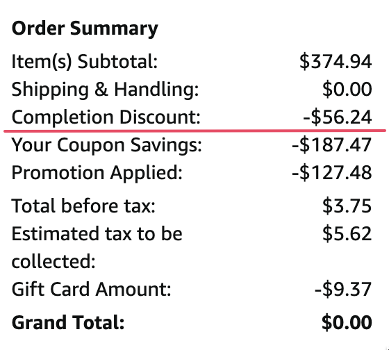 Amazon 惊天省钱小技巧：使用 Completion Discount 实现大部分商品 15% off，你肯定不知道！【5/27：几个更新】