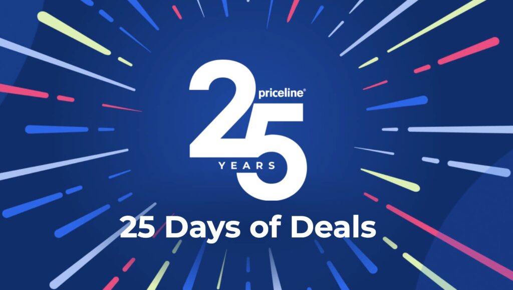 Priceline 25 周年庆：所有预订满 $150 减 $25 + 其它大量折扣