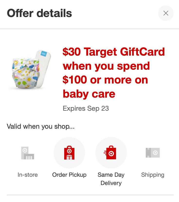 囤货：Target 婴儿尿布、湿巾等用品满 0 送  Target GC【新活动：9/23 过期】