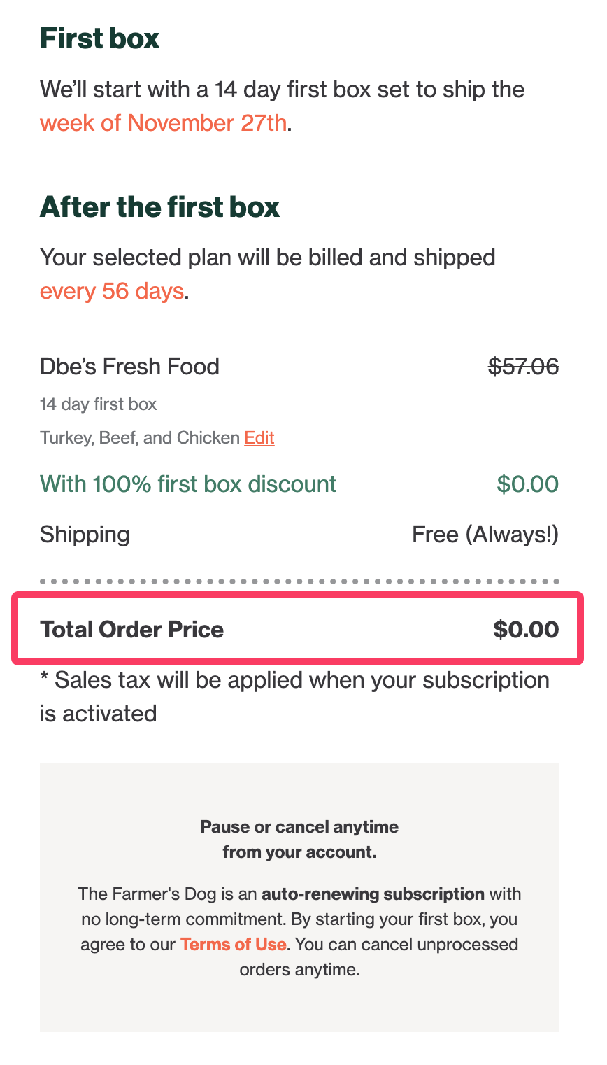 免费狗粮！The Farmer's Dog 黑五限时优惠，首单完全免费
