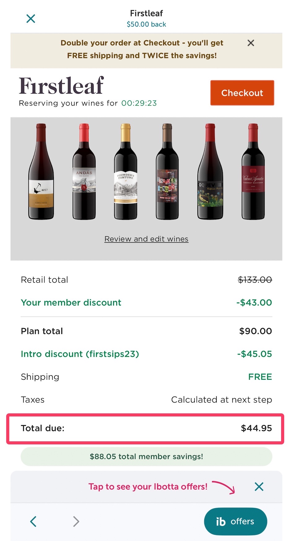 ibotta Flash Cash:FirstLeaf 返现 ,可免费领取 6 瓶红酒【12/16 更新:又有了】