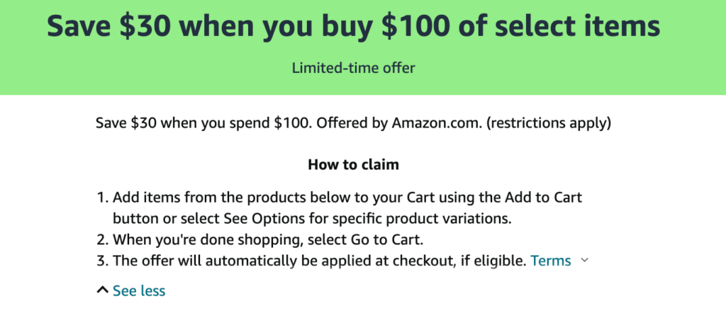Amazon 尿布满 $100 返 $30【6/23 更新：又有了】