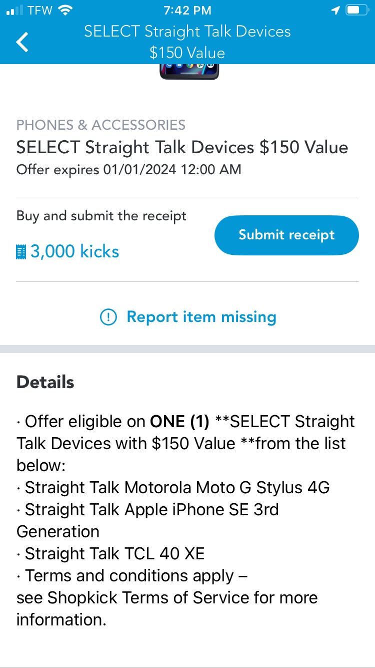 Straight Talk iPhone SE 3rd 仅需 ,可 trade-in 0【11/11:ShopKick 叠加 返现】