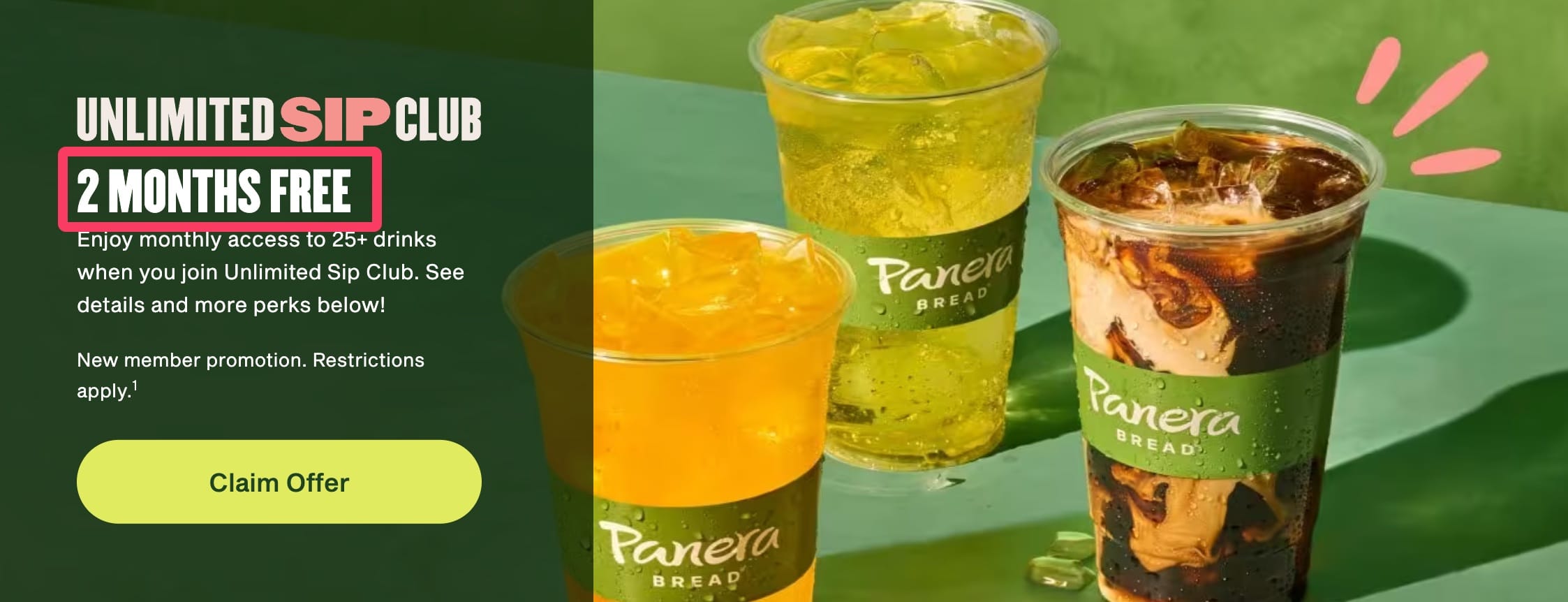 实现饮料自由：免费 2 个月 Panera Bread Unlimited 无限畅饮会员，每天免费喝饮料【1/4 又有了】