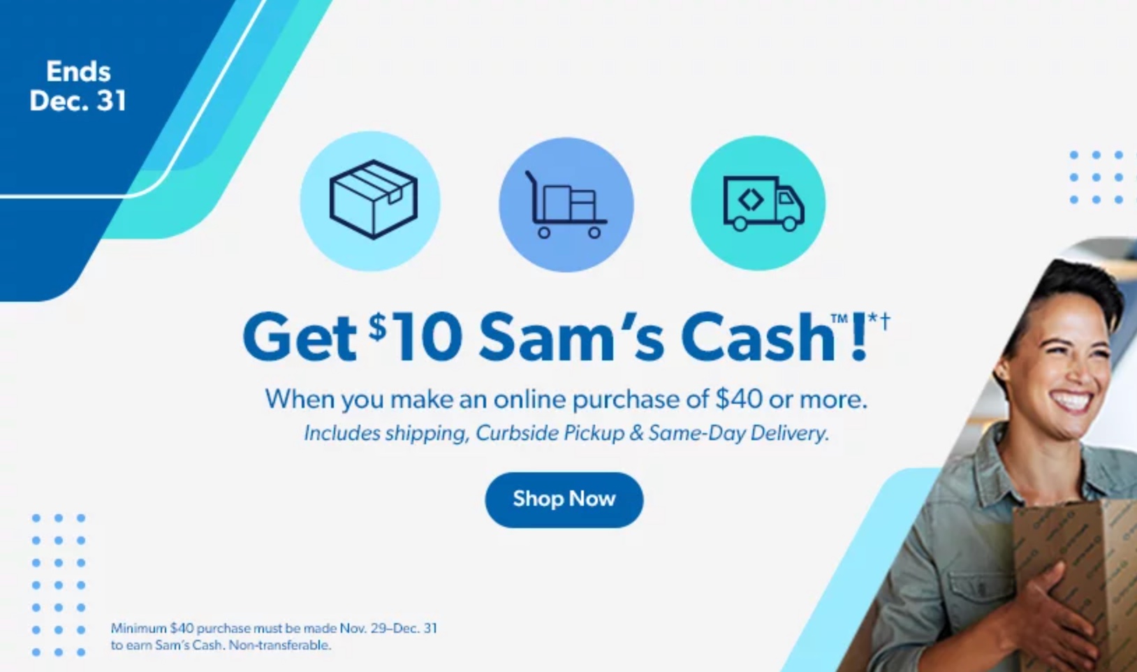 Sam’s Club 网上下单 $40 奖励 $10 Sam’s Cash