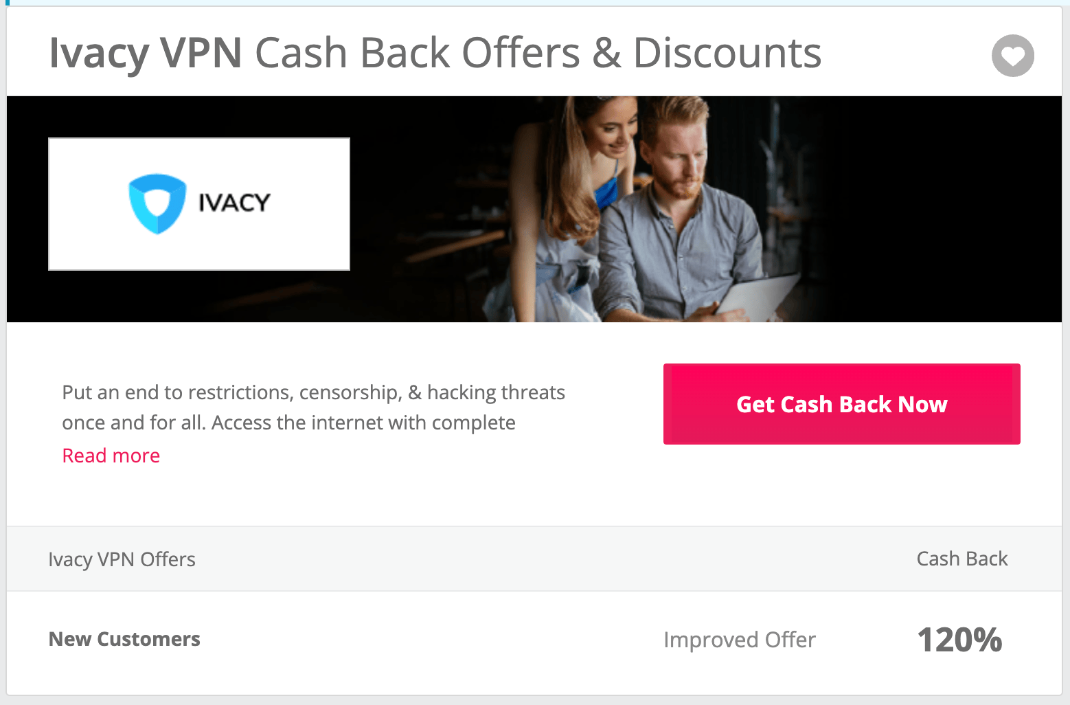 TopCashback 上购买 Ivacy VPN 可获得 120% 返现【3/27 更新:又有了】