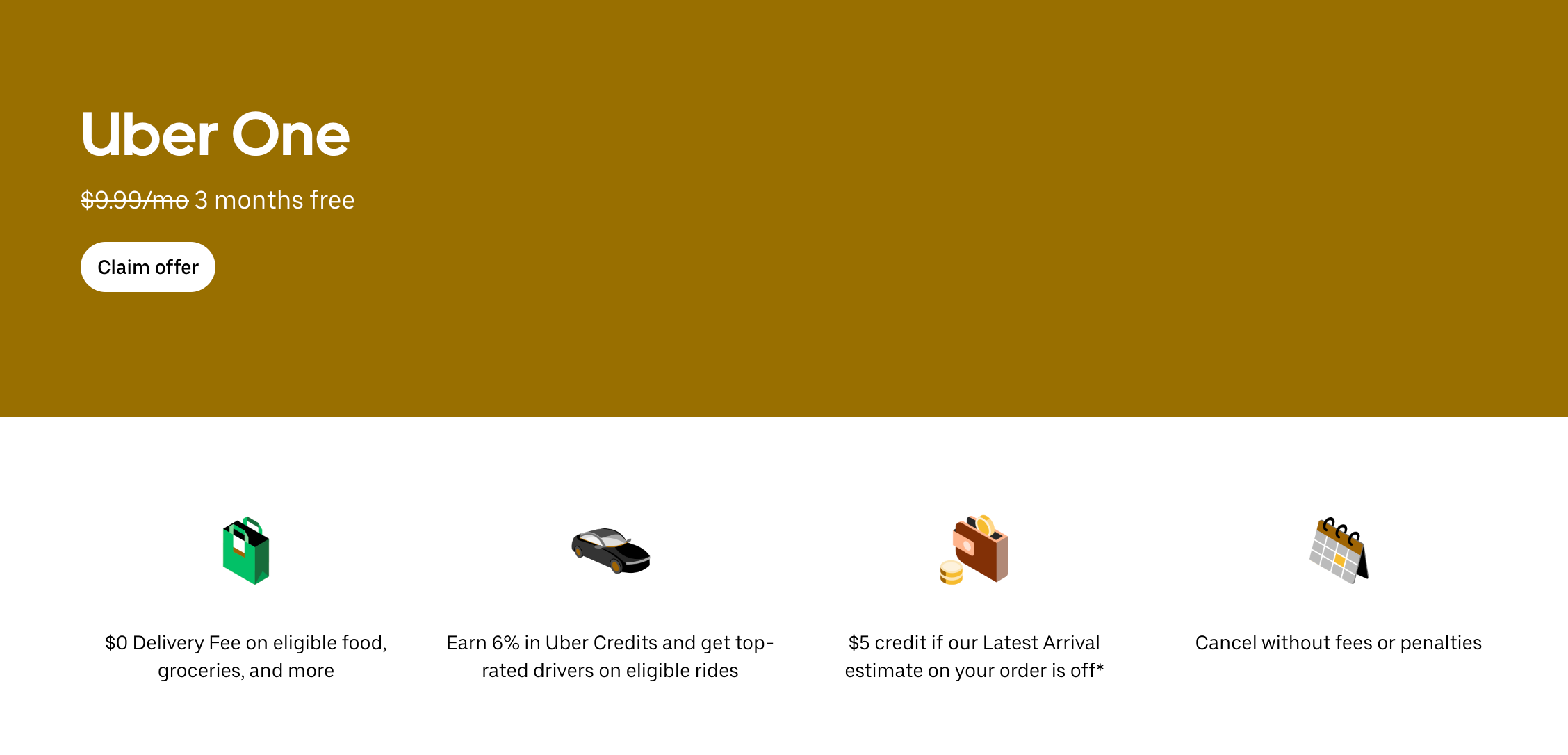 免费三个月 Uber One 会员