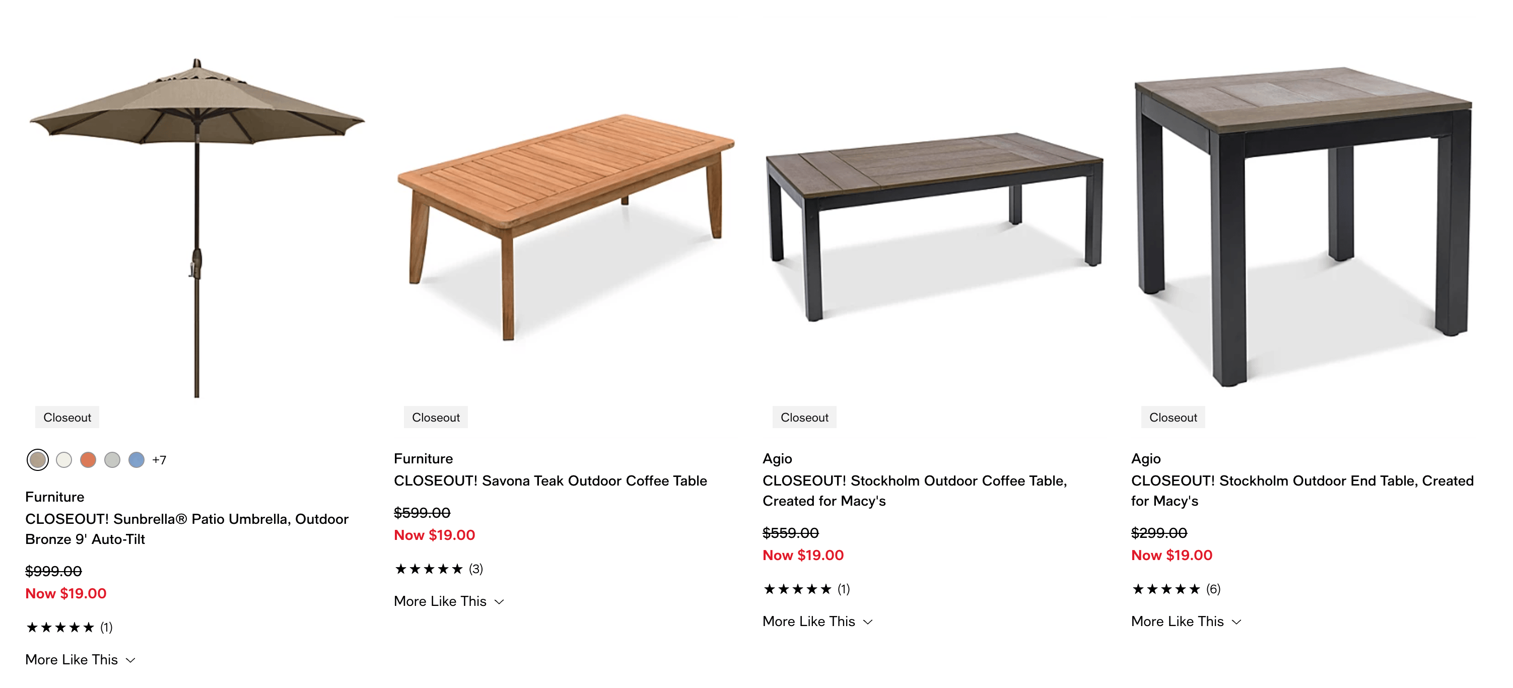 Macy's 大量户外家具打骨折：9 遮阳伞只要 ，超多低至 0.1 折