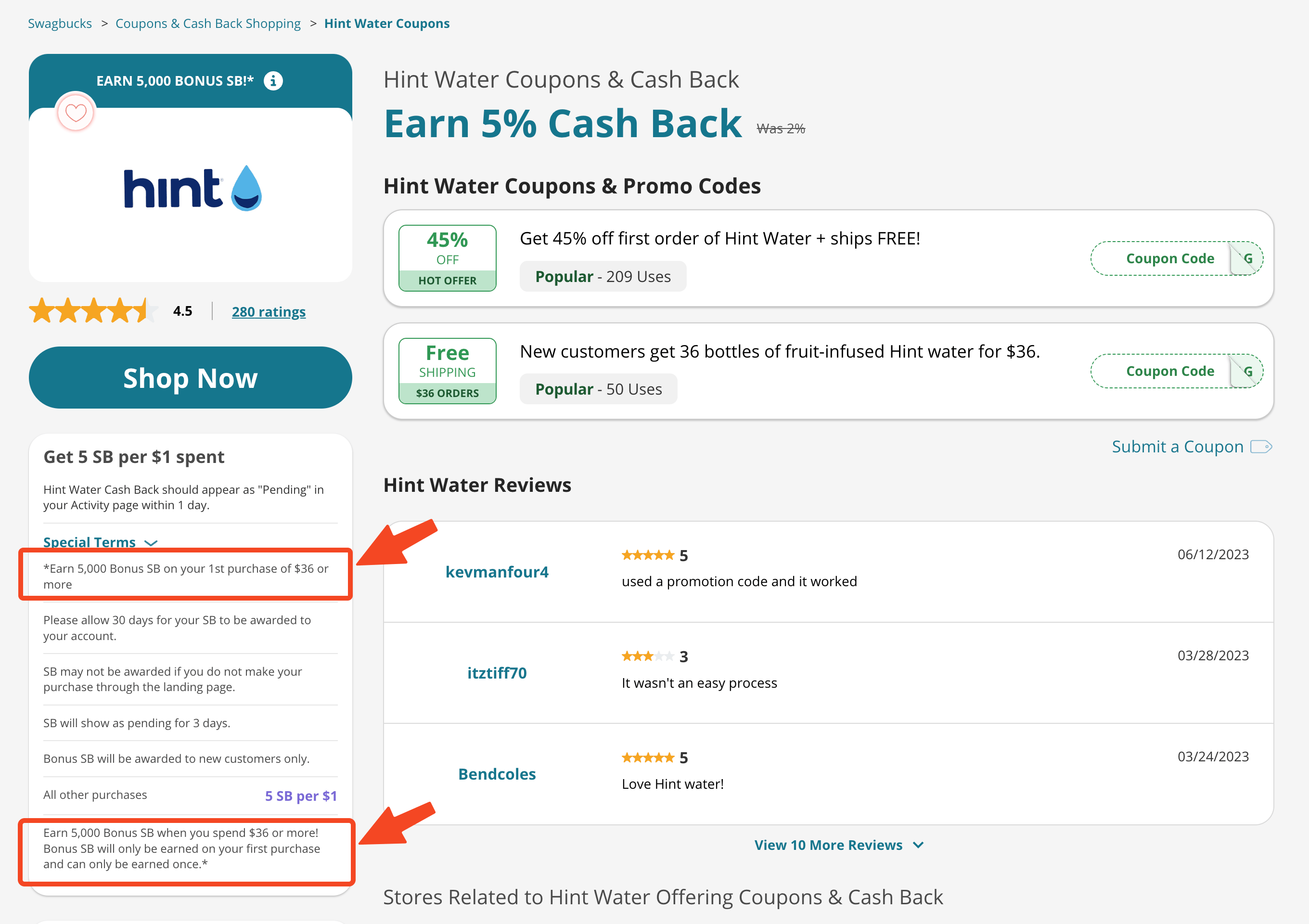 Swagbucks 上免费 36 瓶果味网红水 Hint Water【2/22 更新：花  返 ，可倒赚】
