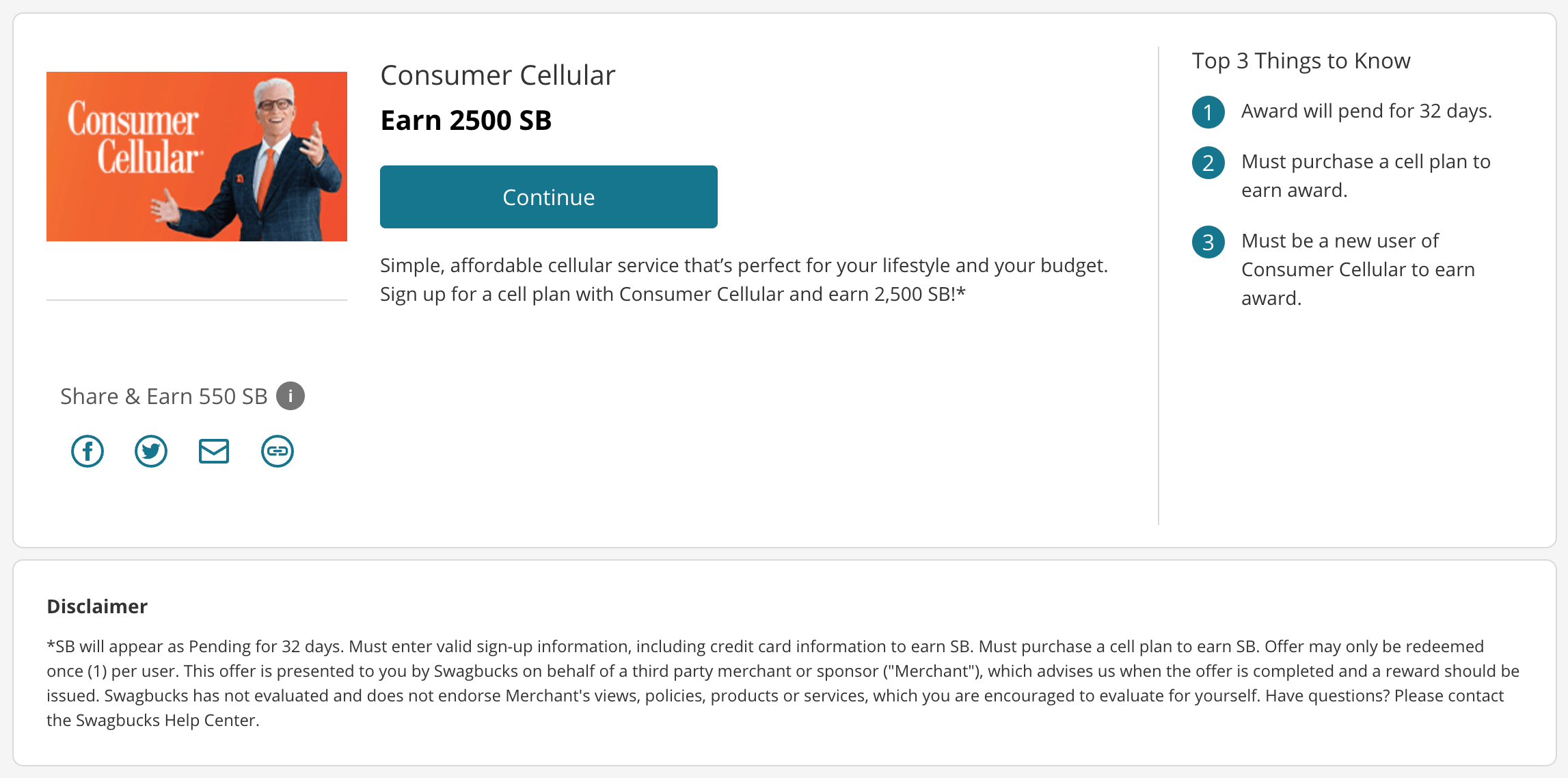 购买一个月 Consumer Cellular 电话套餐可倒赚 【2/22 更新：Chase 再返  又有了】