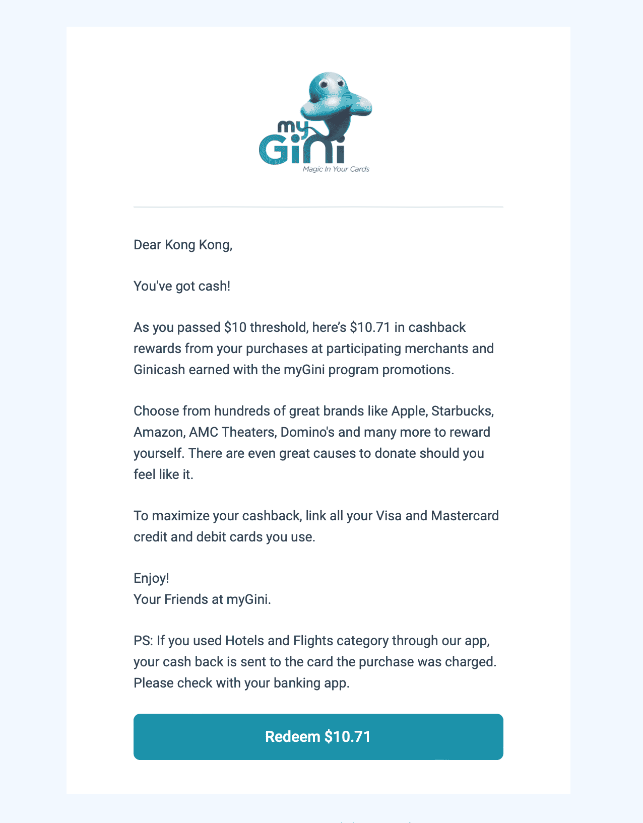 返现新秀 myGini app 介绍【超过 Dosh 碾压 Fetch，注册奖励 ，生日奖励 。每笔交易再奖励 ！】