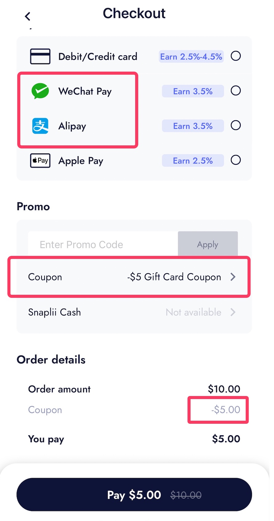 Apple 4%,Amazon 5.5%,CVS 9%等.. 返现领先各类主流信用卡!【Snaplii 8/31更新,内部优惠码泄露!】