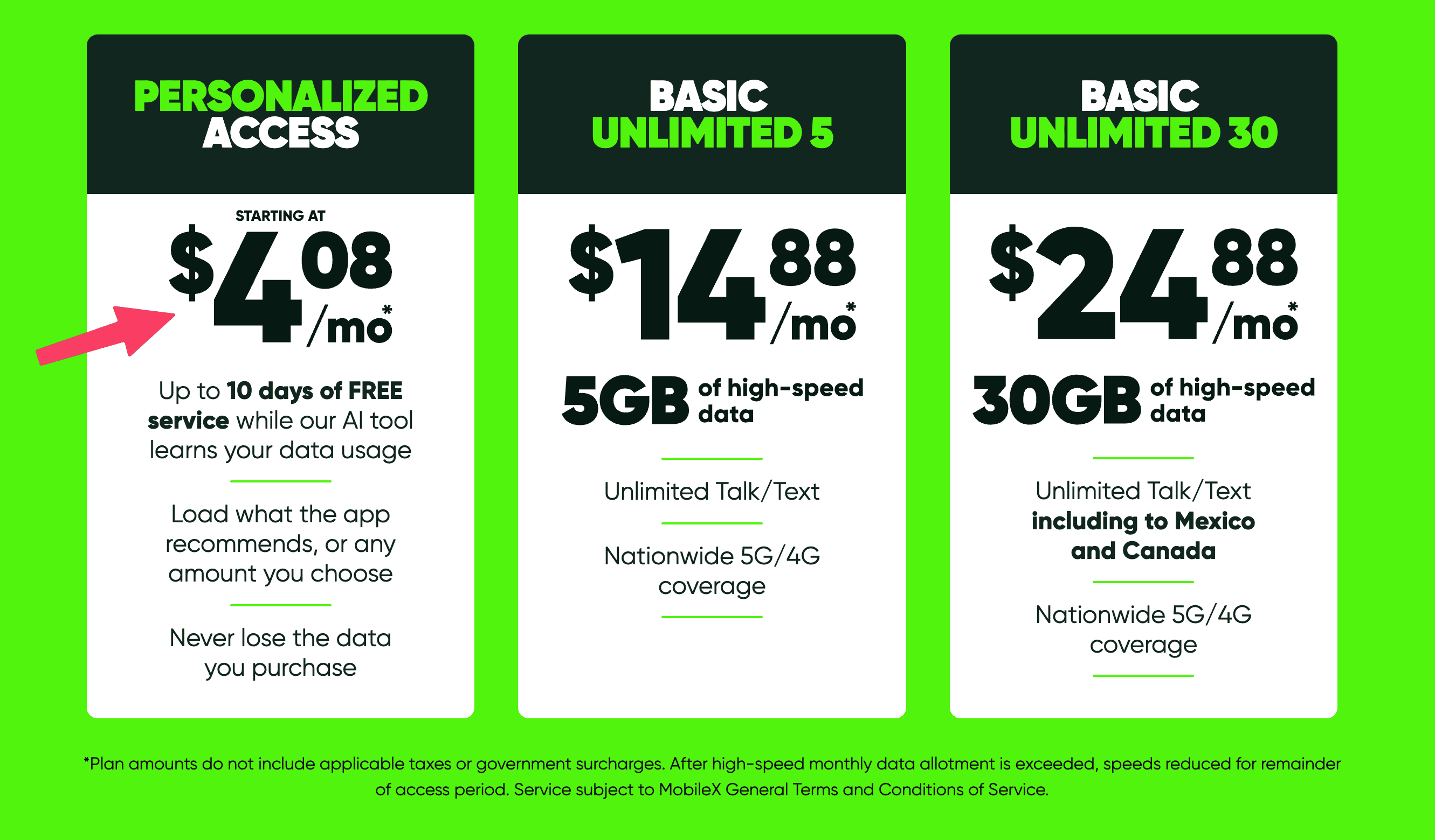 MobileX 个性化手机套餐：10 天免费体验 + 送  credit 话费奖励 + 免邮【每月 .08 起】