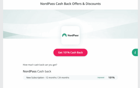 TopCashback 上购买 NordPass 密码管理器可获得 101% 返现