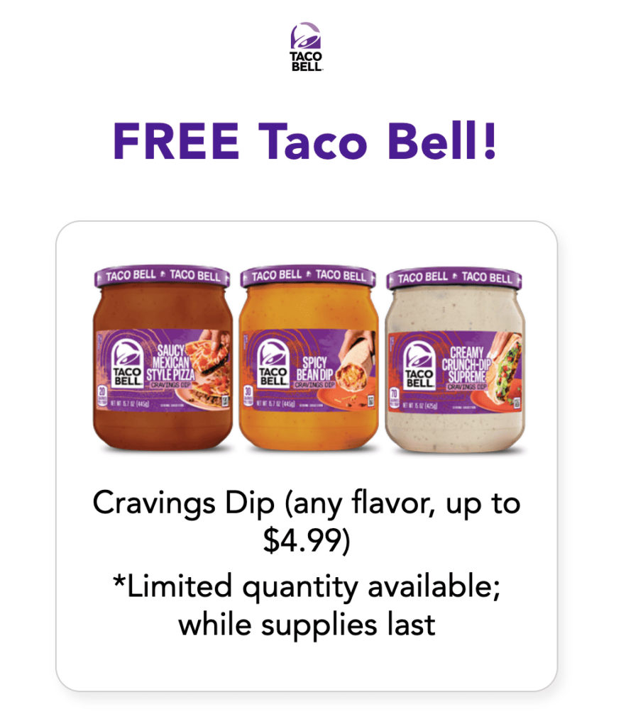 Walmart 免费领取 Taco Bell 奶油酥脆蘸醬