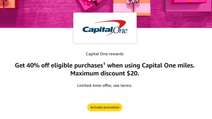 Amazon 用 Capital One Rewards 点数支付最高减 40%
