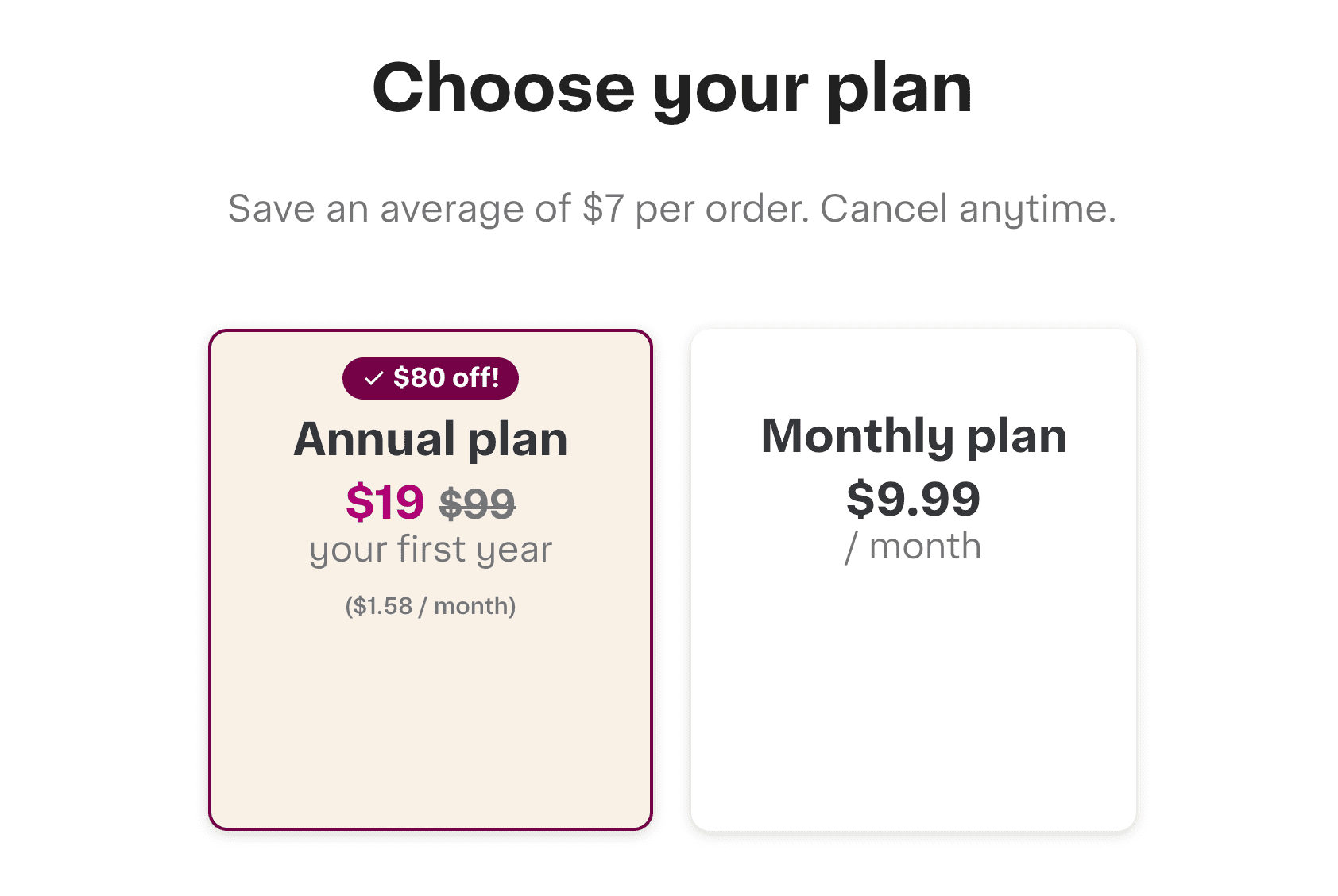 Instacart+ 会员优惠,一年仅需