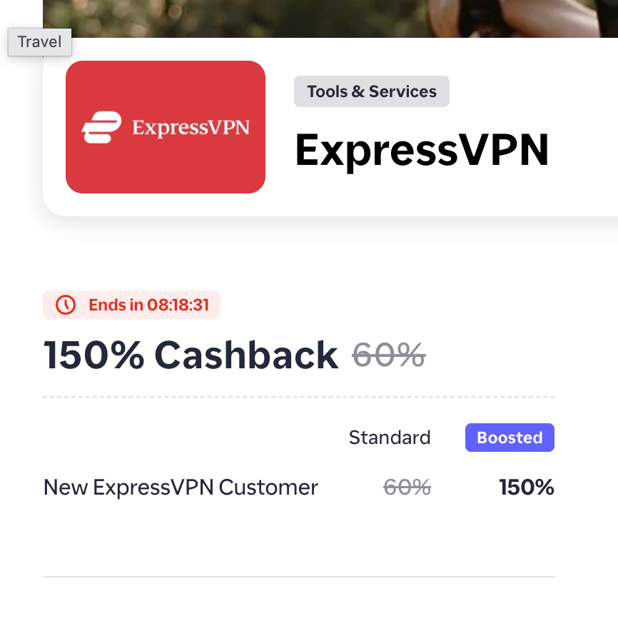 【倒赚】ShopBack 上购买 ExpressVPN 可获得 150% 返现，最后几小时