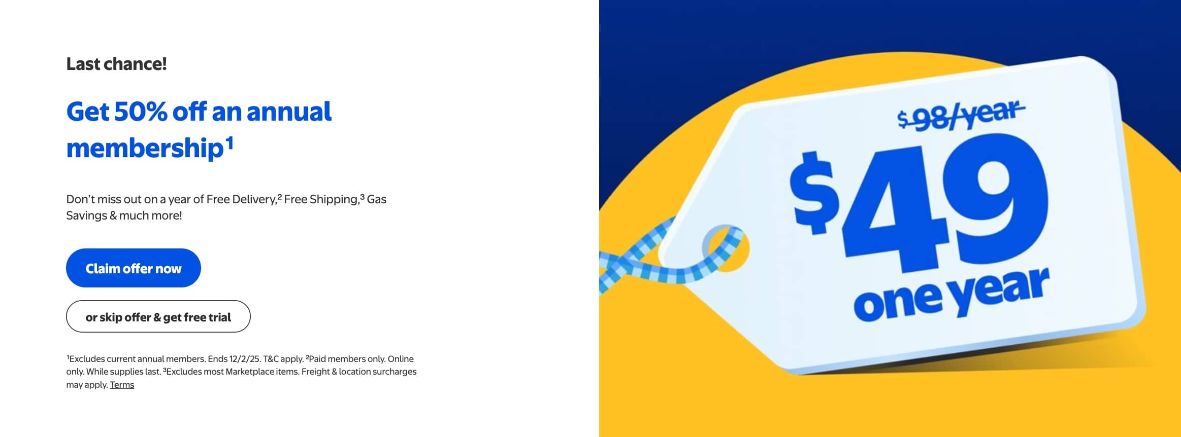 Walmart+ 会员福利介绍,免费试用 30 天【11/30 更新:半价会员,仅需 ,最后两天】