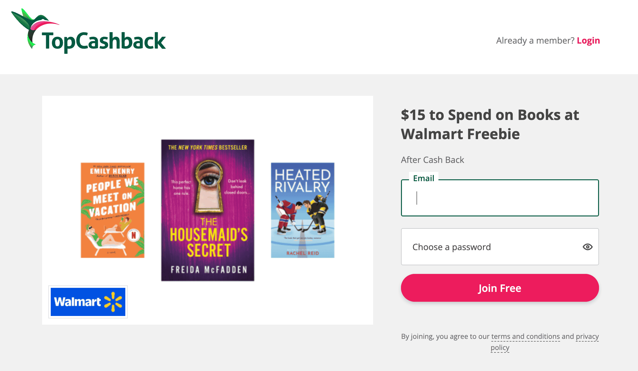 沃尔玛买书返现 【TopCashback 限时注册奖励】