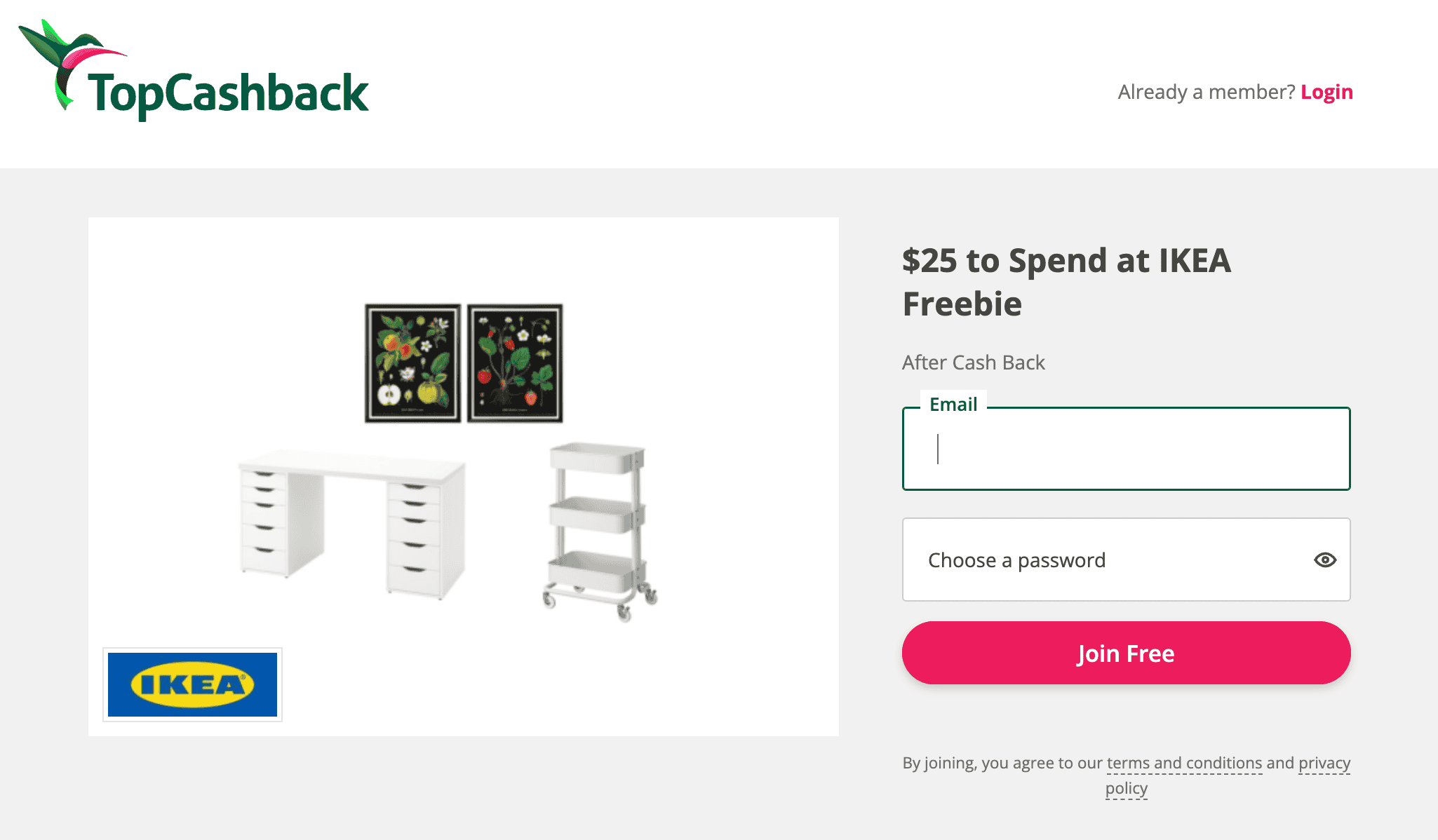 Ikea 宜家免费返现 【TopCashback 限时注册奖励】