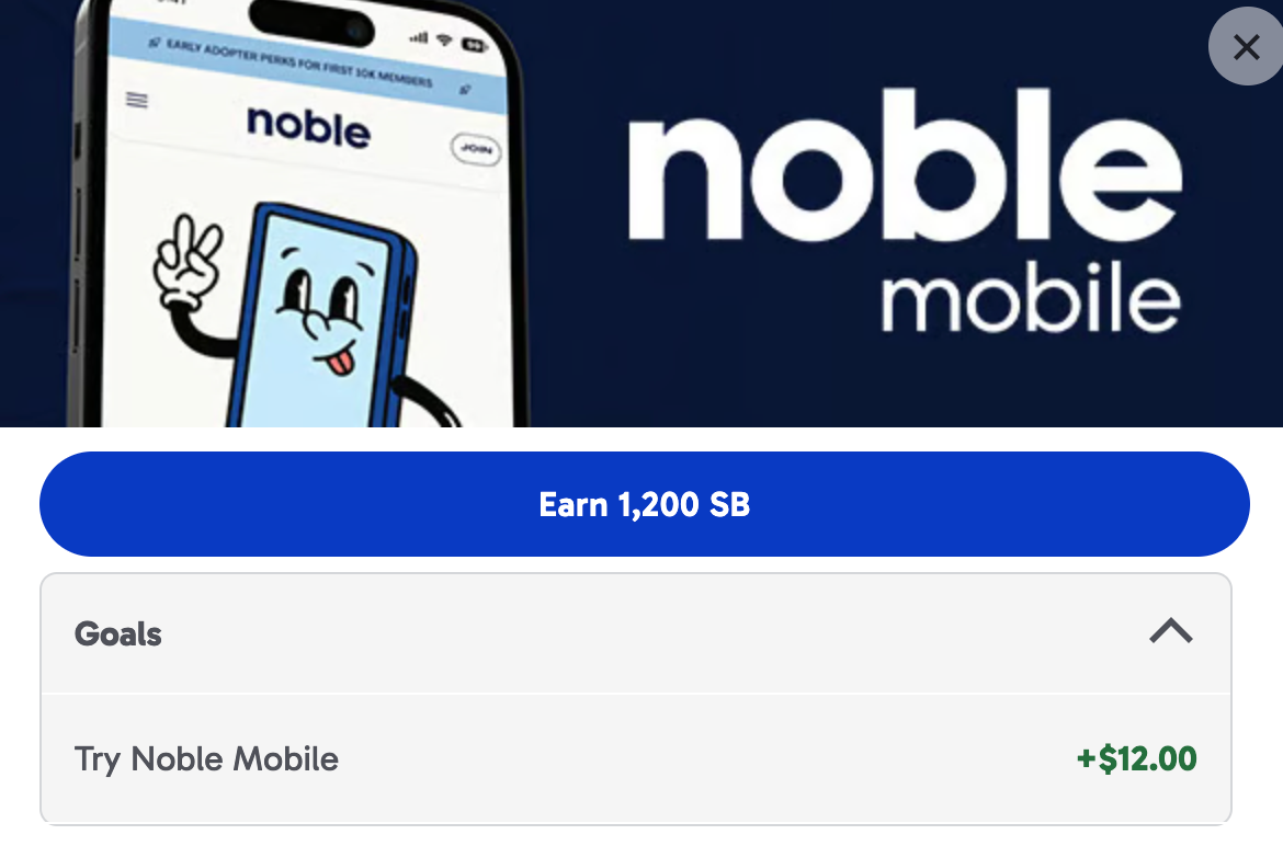 Swagbucks 倒赚：Try Noble Mobile 奖励 ，首月只要 【无限数据和通话】