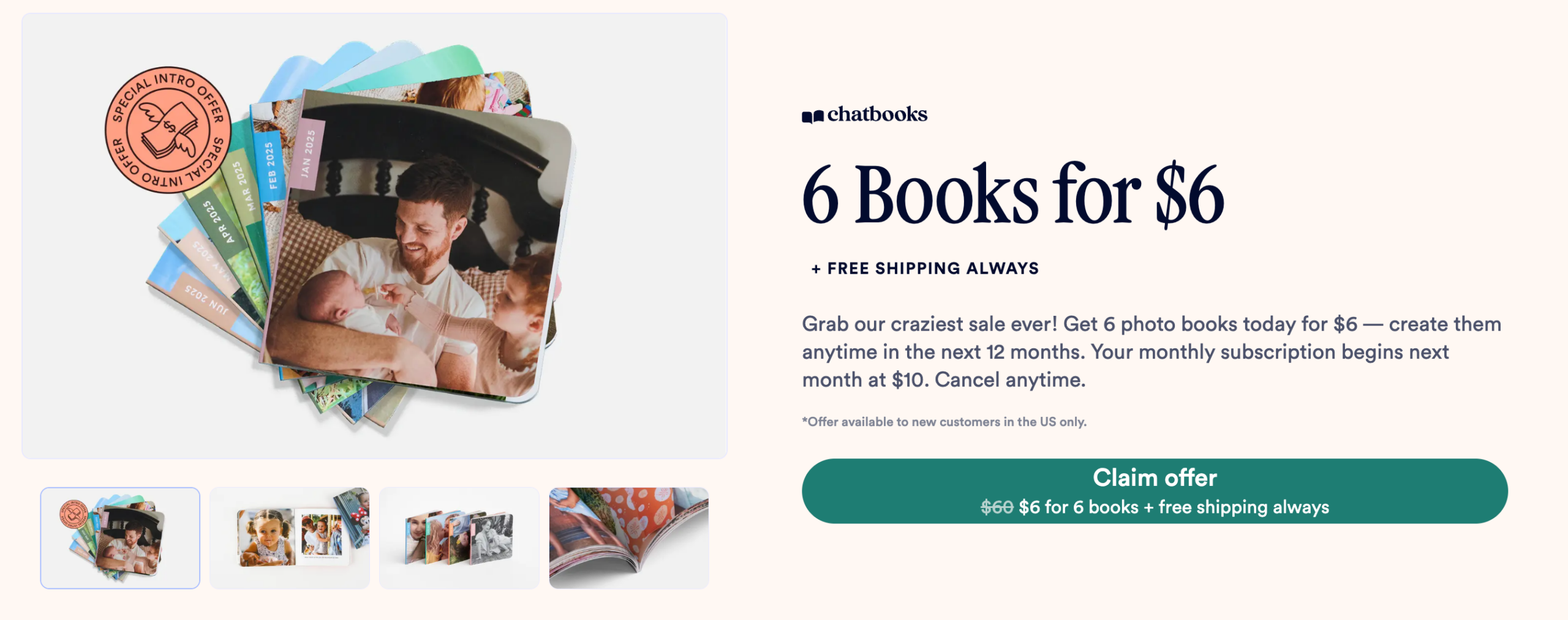 Chatbooks 迷你相册 6 本只要 ,直接 9 折省 还包邮!