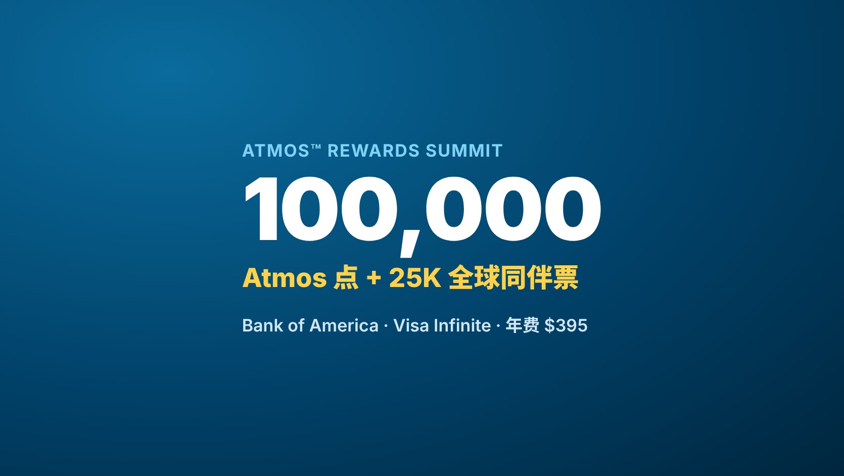 Atmos Rewards Summit 信用卡 100,000 点开卡奖励