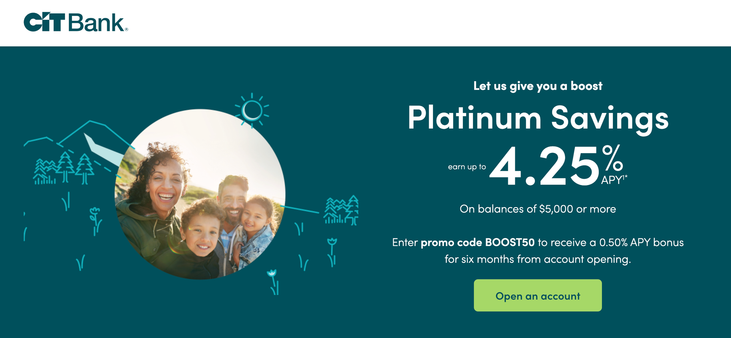 CIT Bank Platinum Savings 高息储蓄限时加码到 4.25% APY【优惠码 BOOST50，12/15 截止】